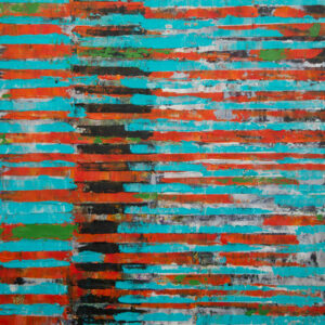 Road Work Series #14 Abstract oil painting on 16X16 wood panel. Painting depicts colorful vertical and horizontal layers.