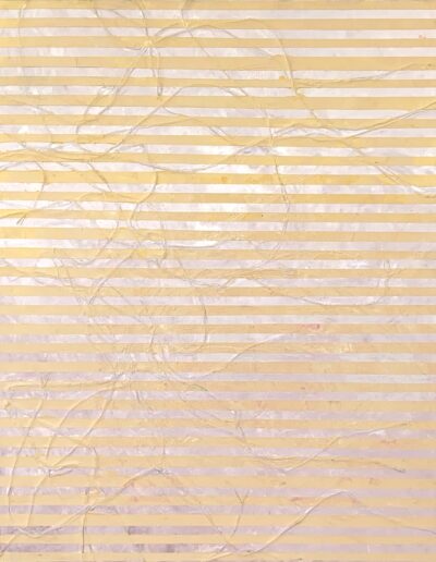 String Theory Series #3, Abstract oil and cold wax painting on wood panel. Painting depicts cream colored lines with textured background.